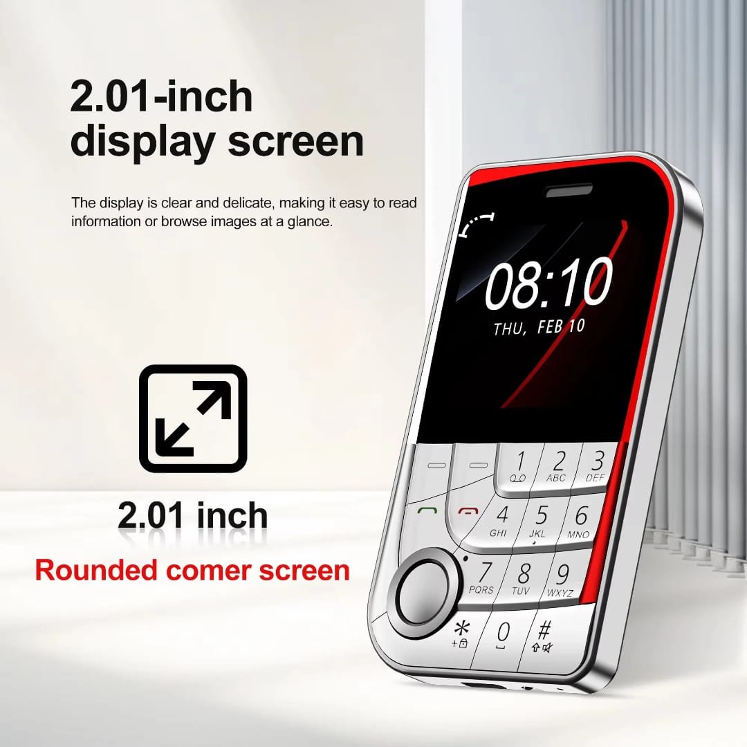 Keypad Phone with Rear Camera, Long-Lasting Battery, Wireless FM Radio